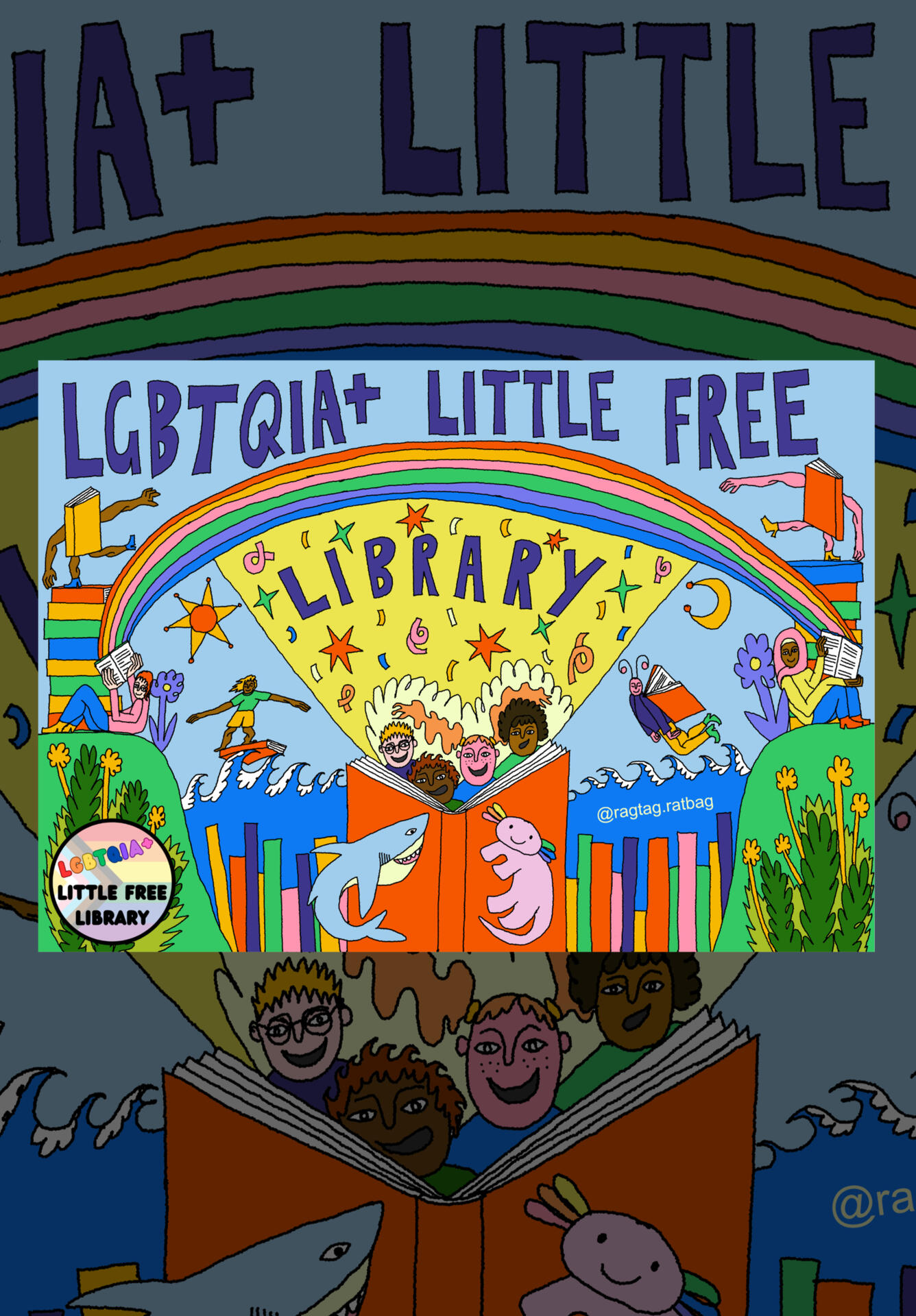 LGBTQIA+ Little Free Library Illustrated Sign