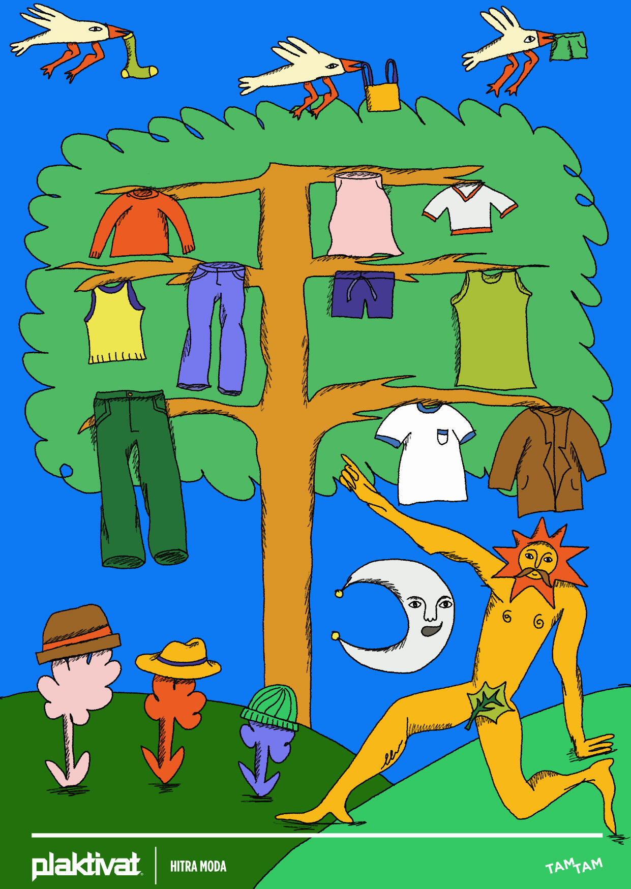 white banner with hand-lettering saying Thank You Kindly, with a black outline and green fill, either side are pink hand-drawn flowers